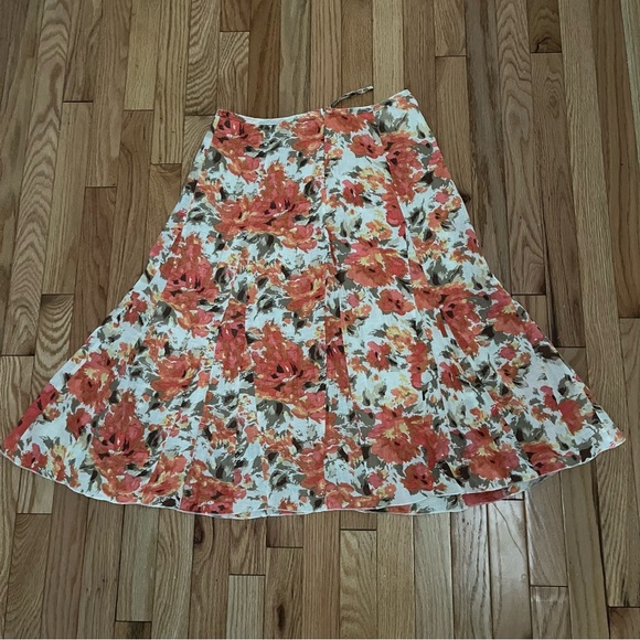 Womens Sarah Arizona Side Zip Linen Flared A-Line Skirt Size M Built in Slip - Picture 7 of 9